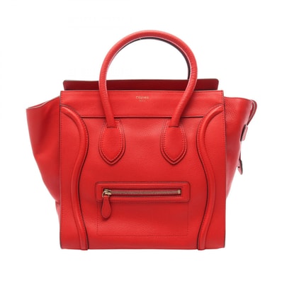 セリーヌ CELINE ラゲージ ミニショッパー ハンドバッグ バッグ レザー レディース レッド系 【中古】
