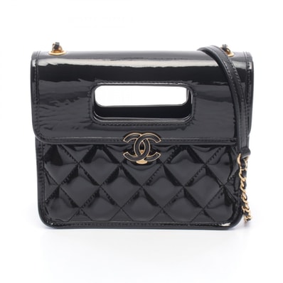 シャネル CHANEL マトラッセ トップハンドル ミニ フラップバッグ ショルダーバッグ バッグ パテントレザー レディース ブラック系 AS4025 B10887 94305 【中古】