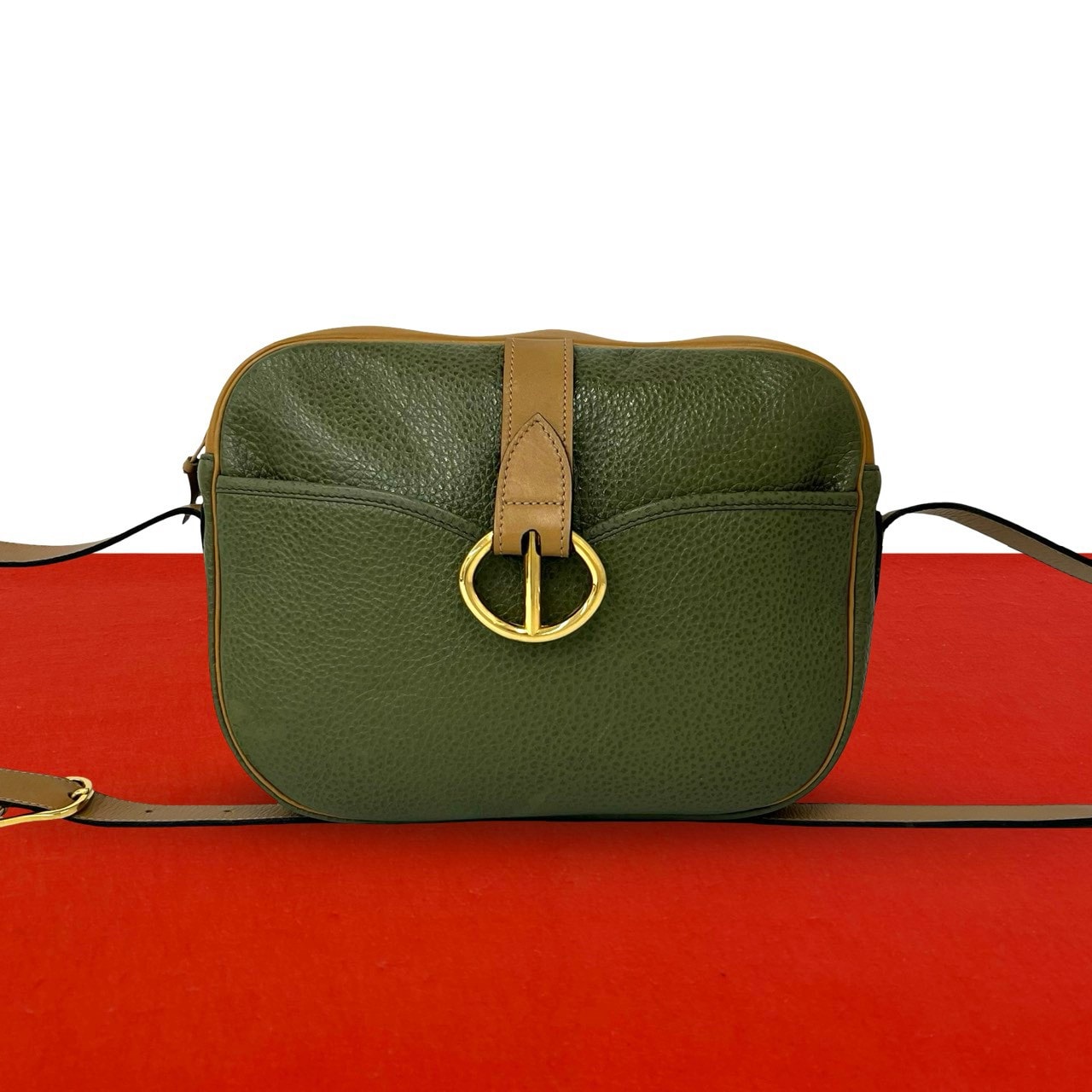 Christian Dior ディオール CD ロゴ 金具 レザー ショルダーバッグ グリーン
 31828