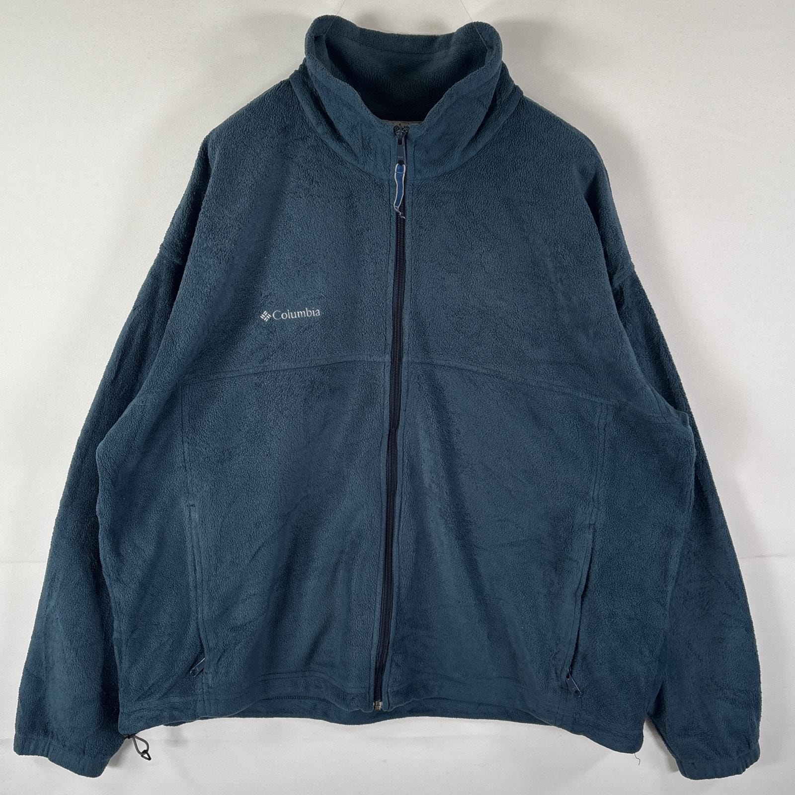 古着 コロンビア Columbia フルジップフリースジャケット ワンポイントロゴ 大きいサイズ トレーナー アウトドア 2XL ネイビー系 メンズ