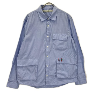 バブアー ×Paul Smith MSH5782BL54 ブルー パッチポケットシャツ M