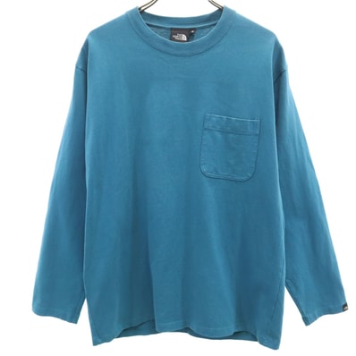 THE NORTH FACE ノースフェイス 長袖 ヘビーコットン Tシャツ S ブルー系 NT81831 アウトドア ポケT ロンT 無地