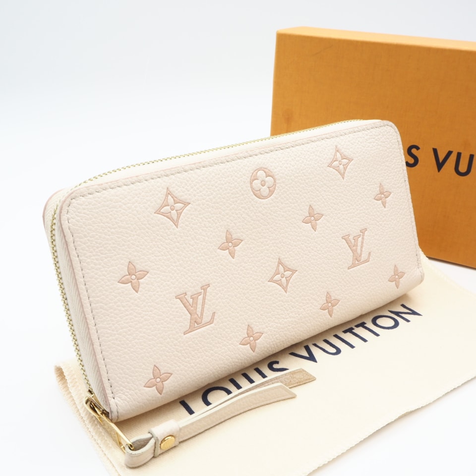 美品 LOUIS VUITTON ルイ・ヴィトン モノグラム アンプラント(スタッズ) ジッピーウォレット バイカラーエデン M13644 長財布 アイボリー ベージュ グレインレザー レディース