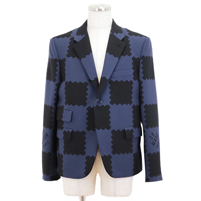 未使用 ルイ・ヴィトン RM221M HE8 HMJ01E ×NIGO コラボレーション LV MADE PARIS Wネーム 2B  テーラードジャケット メンズ ブラック ネイビー 48 LOUIS VUITTON