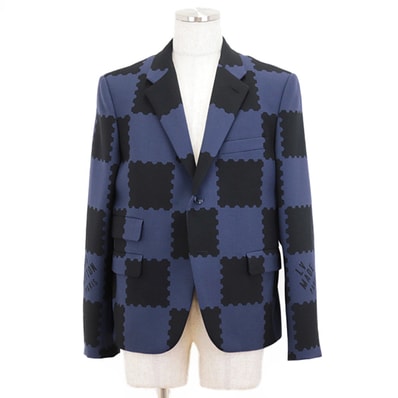 未使用 ルイ・ヴィトン RM221M HE8 HMJ01E ×NIGO コラボレーション LV MADE PARIS Wネーム 2B テーラードジャケット メンズ ブラック ネイビー 48 LOUIS VUITTON