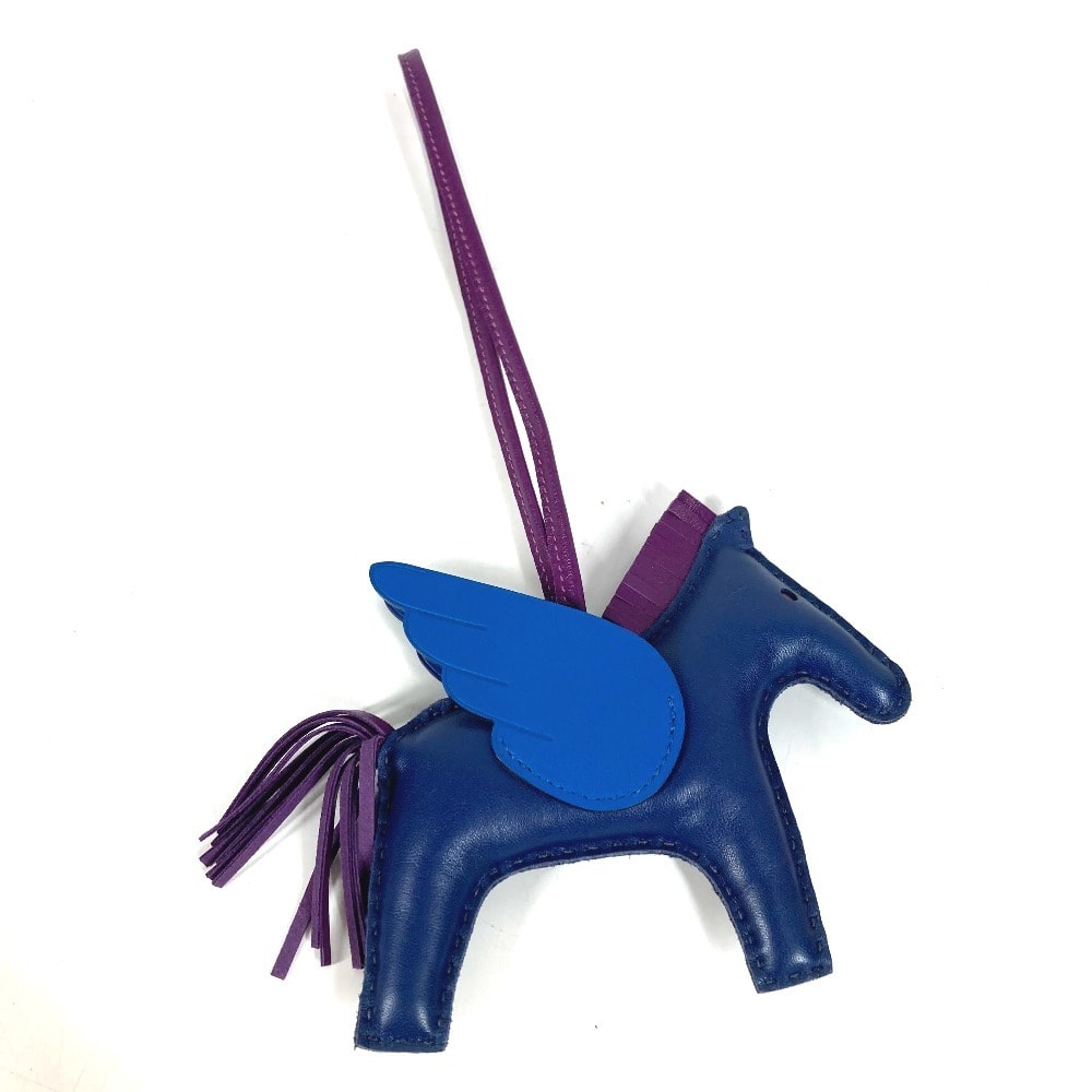 エルメス HERMES ロデオ ペガサス MM ロデオペガサスMM 馬 キーホルダー シュバル バッグチャーム チャーム アニョーミロ Z刻 ブルー 美品