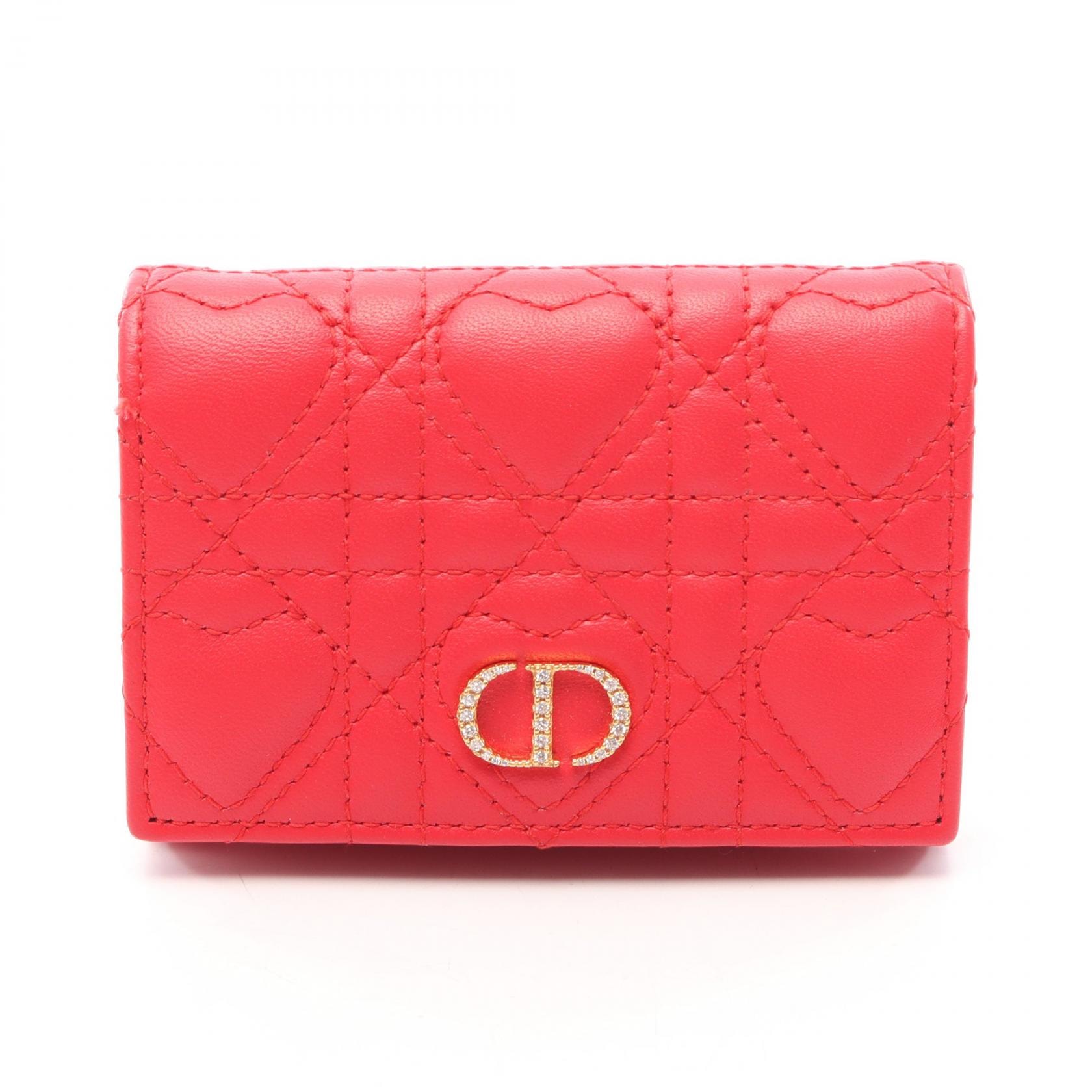 ディオール Dior Dior Caro Glycine ハートカナージュ コインケース 財布 レザー レディース レッド系 S4206UJNH_M70R 【中古】