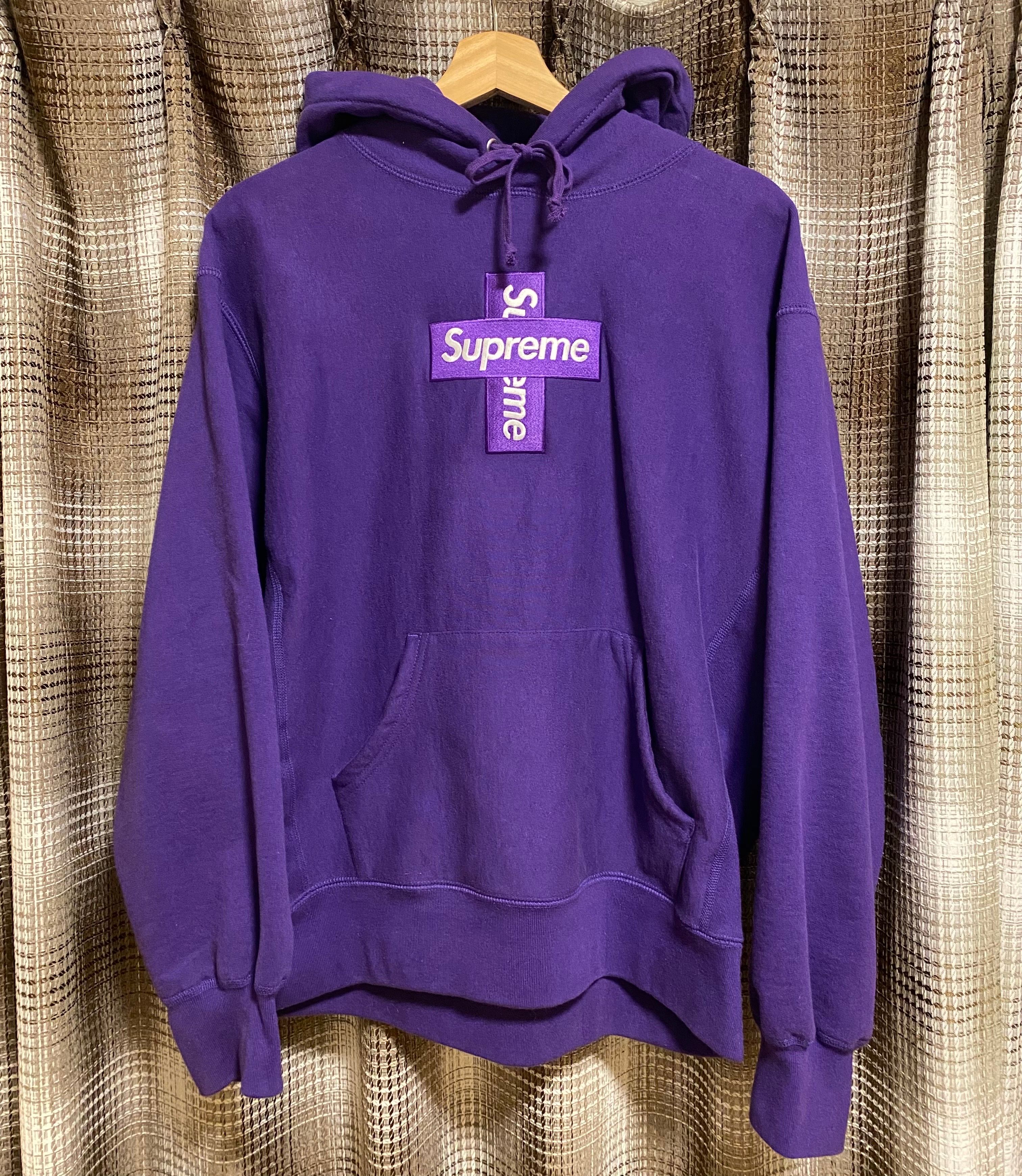 Supreme Cross Box Logo Hooded Sweatshirt "Purple"