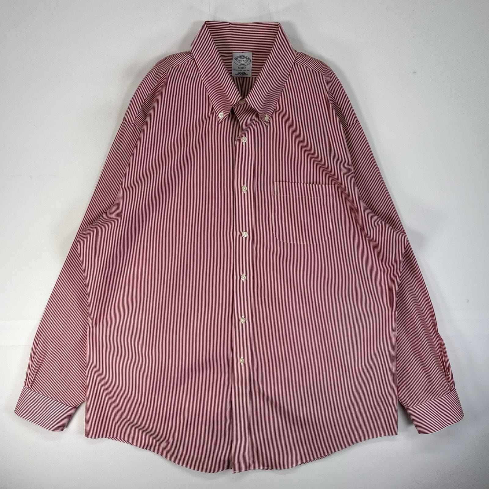 古着 ブルックスブラザーズ Brooks Brothers 長袖シャツ 胸ポケ 1818 REGENT XL レッド系 ストライプ メンズ