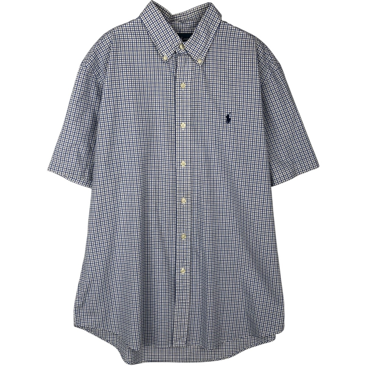 古着 ラルフローレン Ralph Lauren CUSTOM FIT 半袖 ボタンダウン チェックシャツ メンズL相当/rab182115