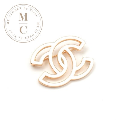 シャネル CHANEL ブローチ コサージュ ホワイト ゴールド ココマーク