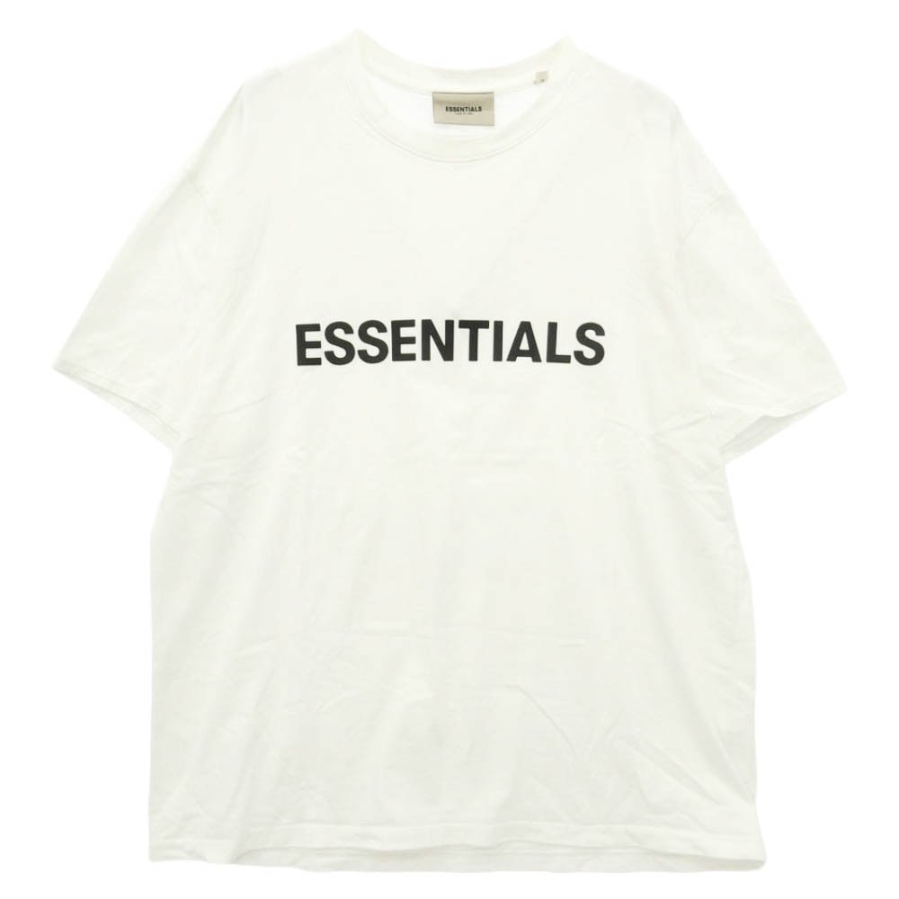 FEAR OF GOD フィアオブゴッド ESSENTIALS エッセンシャルズ ラバーロゴ 半袖 Tシャツ ホワイト系 M【中古】