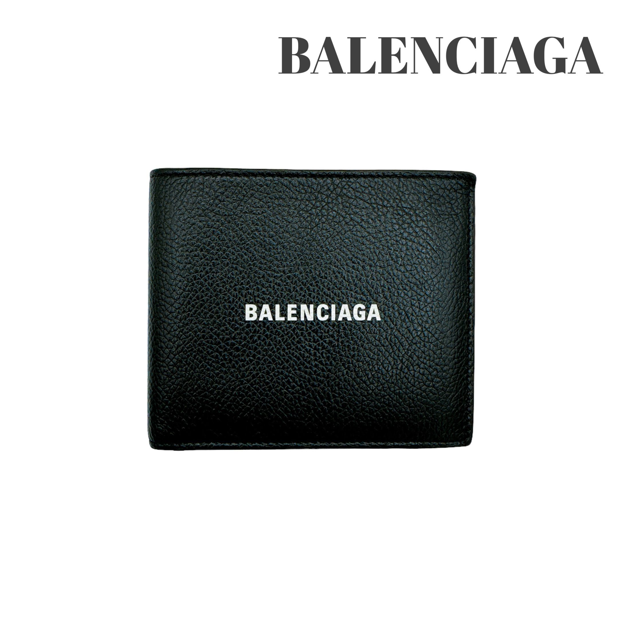 バレンシアガ レザー 札入れ 2つ折り 財布 メンズ レディース ブラック