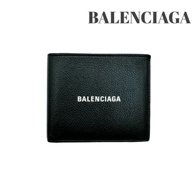 バレンシアガ レザー 札入れ 2つ折り 財布 メンズ レディース ブラック