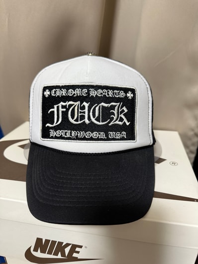 Chrome Hearts Tracker Cap Fuck "Black/White"