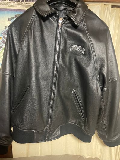 Supreme / Martin Wong Schott 8-Ball Leather Varsity Jacket "Black"