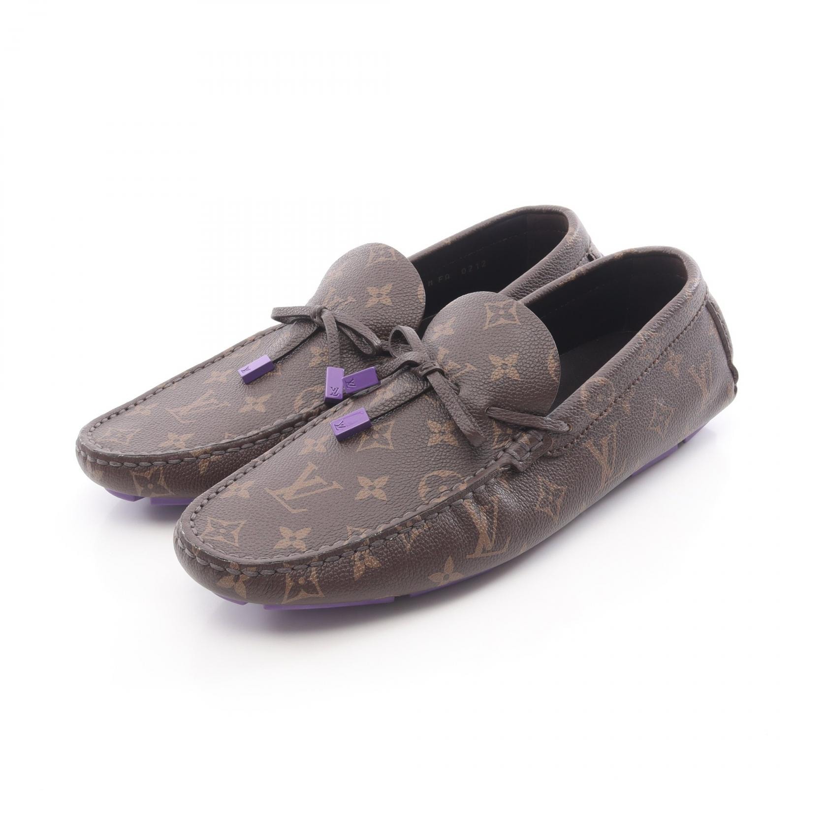 ルイ・ヴィトン LOUIS VUITTON ドライバーライン モノグラム ローファー 靴 PVCコーティングキャンバス パープル メンズ ブラウン系 / パープル系 【中古】