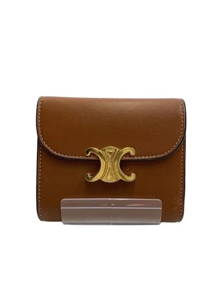CELINE Small Triomphe Wallet in Shiny Smooth Lambskin  "Tan"