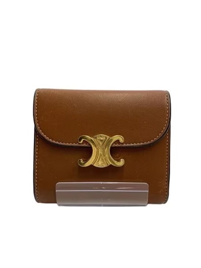 CELINE Small Triomphe Wallet in Shiny Smooth Lambskin "Tan"