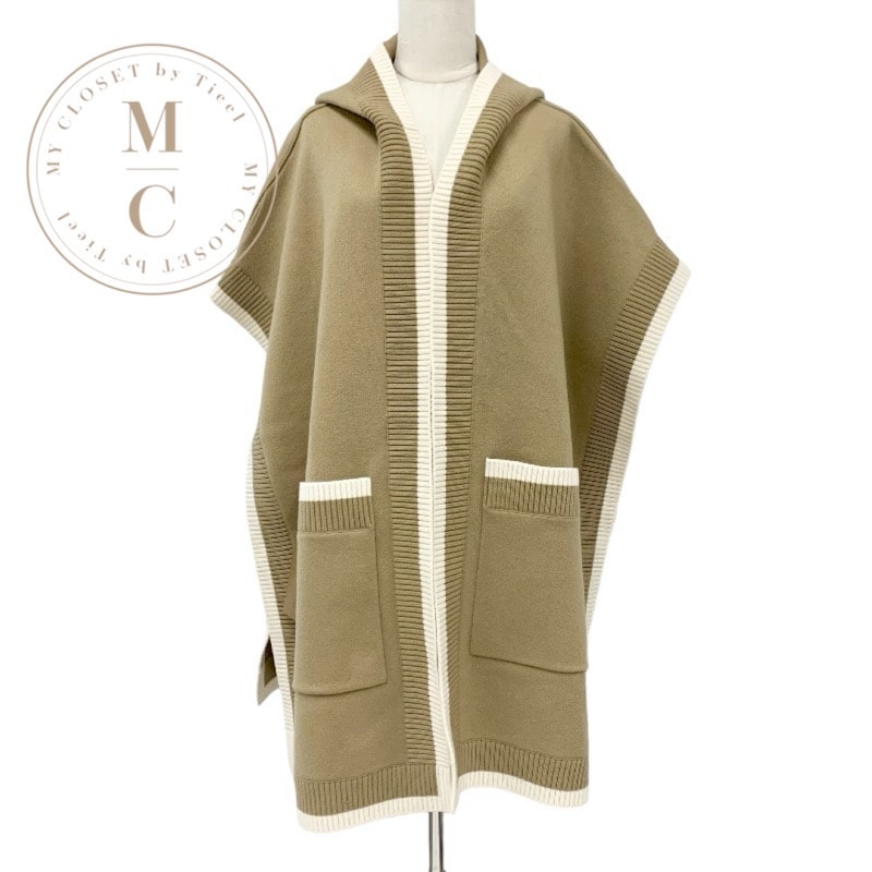 バーバリー BURBERRY アウター ベージュ ホワイト ロゴ ケープ ポンチョ 未使用
