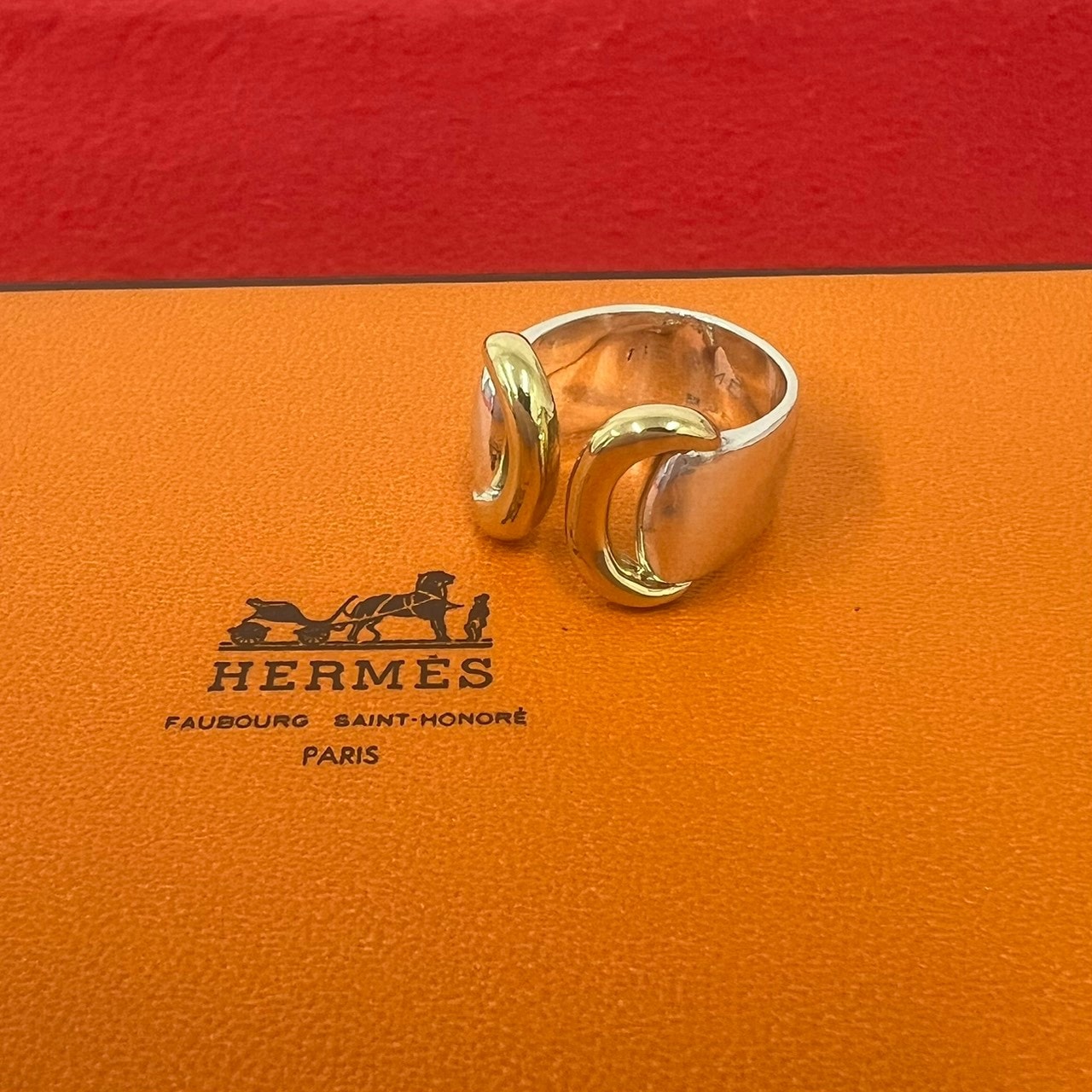 HERMES エルメス エコー リング シルバー925 K18イエローゴールド リング・指輪 11号 シルバー
 59309