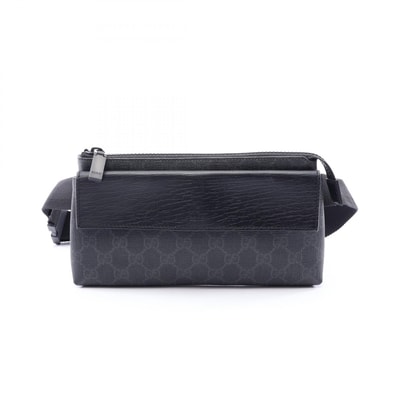 グッチ GUCCI GGスプリーム ウエストバッグ ボディバッグ バッグ PVCコーティングキャンバス レザー メンズ レディース ブラック系 161833 【中古】