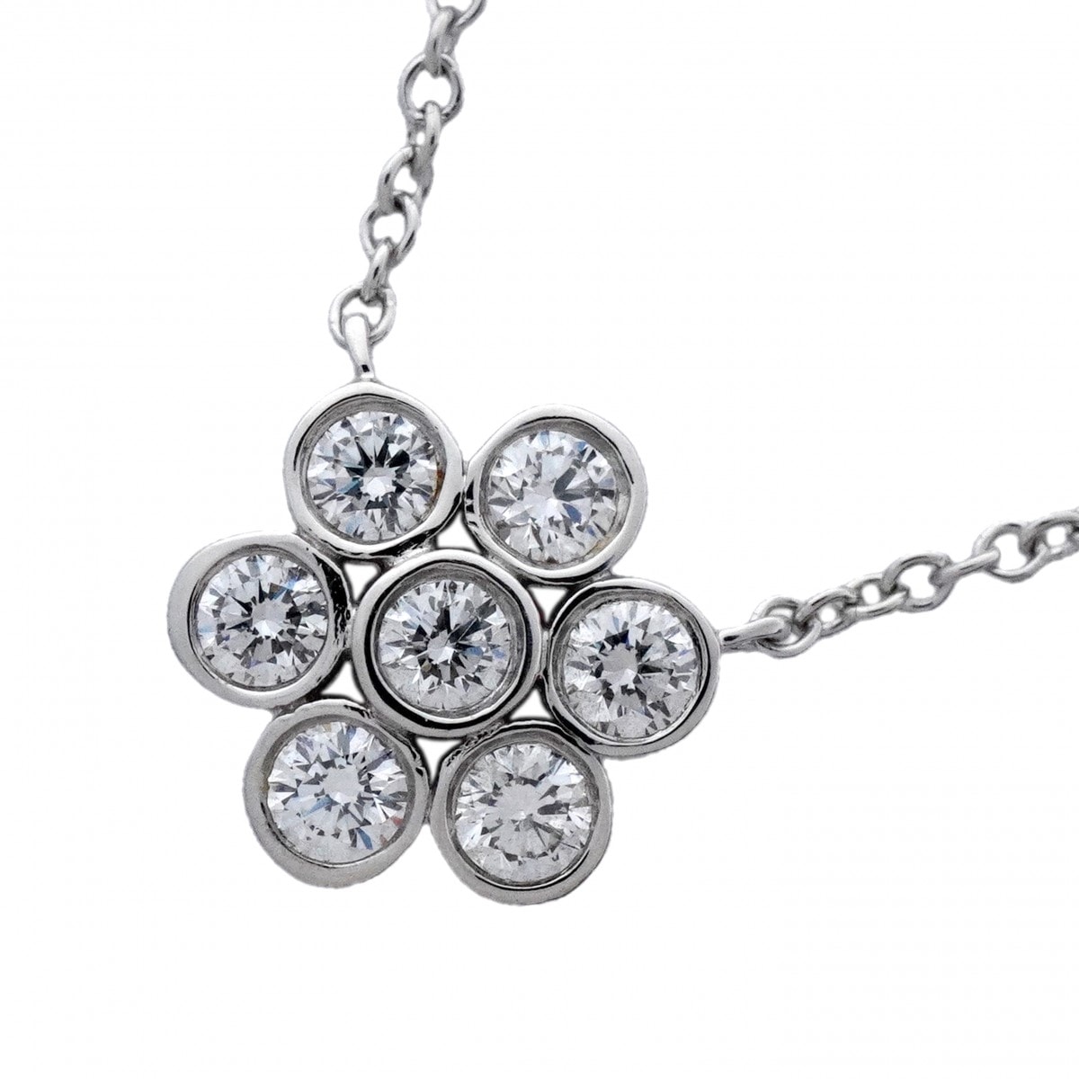 【6jdb0408-20】ティファニー ネックレス ガーデンフラワー 7PD Pt950 プラチナ ダイヤモンド【中古】レディース