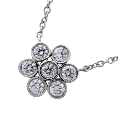 【6jdb0408-20】ティファニー ネックレス ガーデンフラワー 7PD Pt950 プラチナ ダイヤモンド【中古】レディース