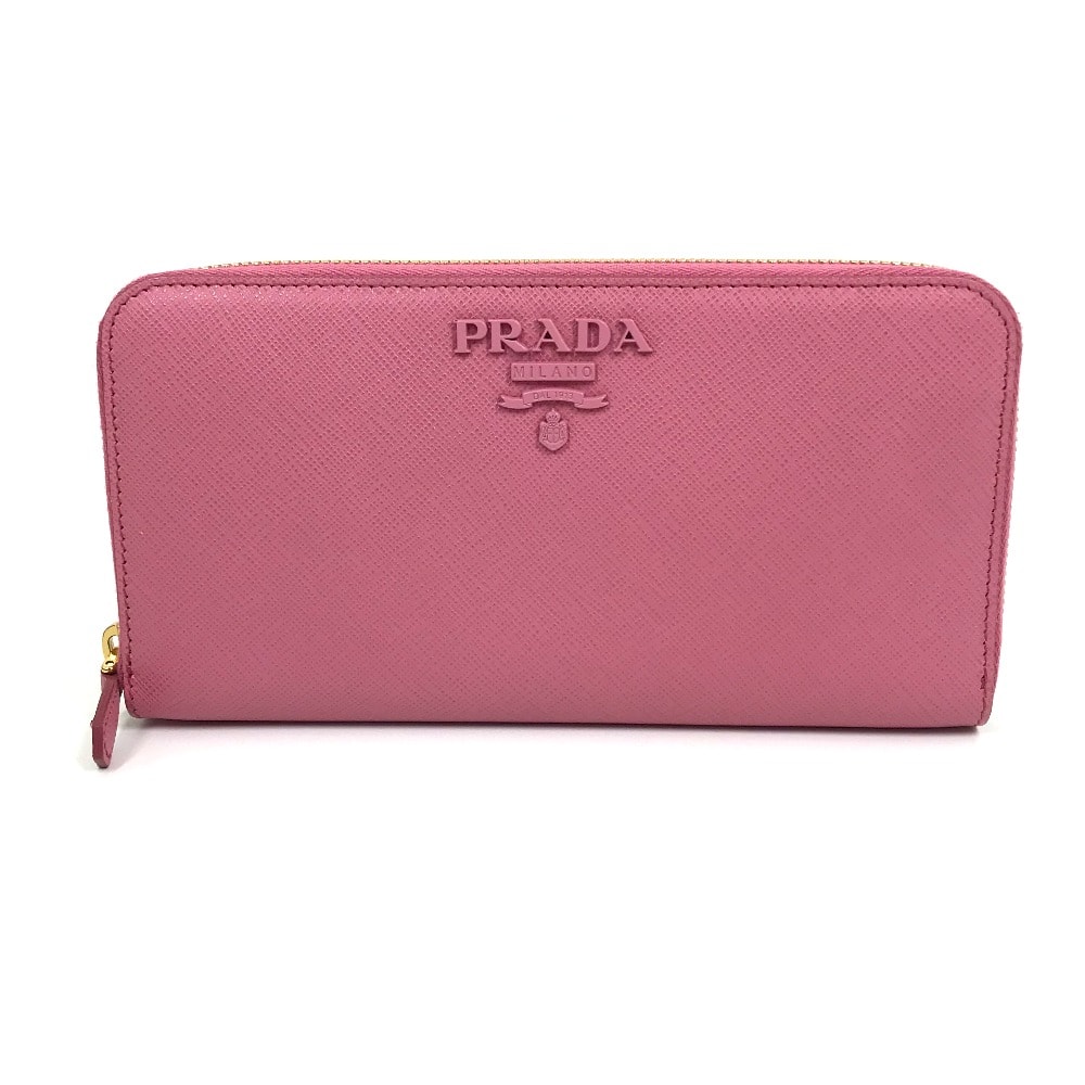 プラダ PRADA サフィアーノ シャイン 1ML506 ロゴ ラウンドファスナー 長財布 サフィアーノレザ- BEGONIA ピンク