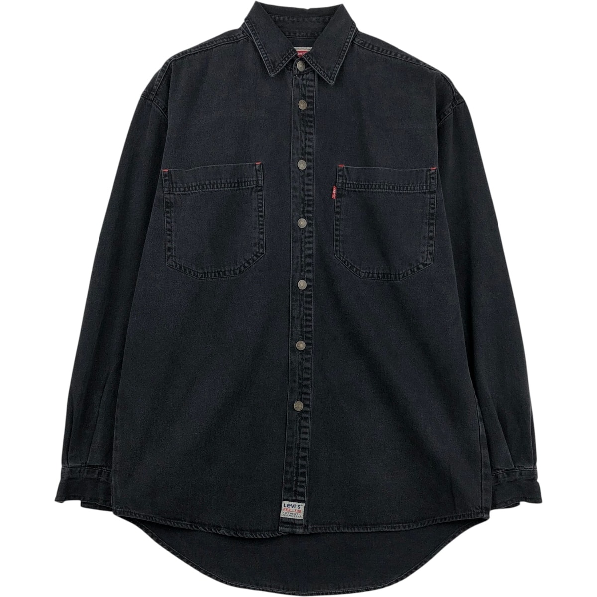 古着 90年代 リーバイス Levi's 長袖 ブラックデニムシャツ メンズS相当 ヴィンテージ/eaa631241
