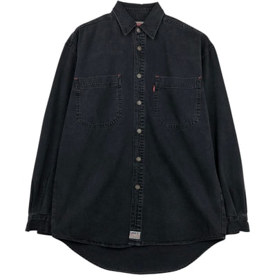 古着 90年代 リーバイス Levi's 長袖 ブラックデニムシャツ メンズS相当 ヴィンテージ/eaa631241