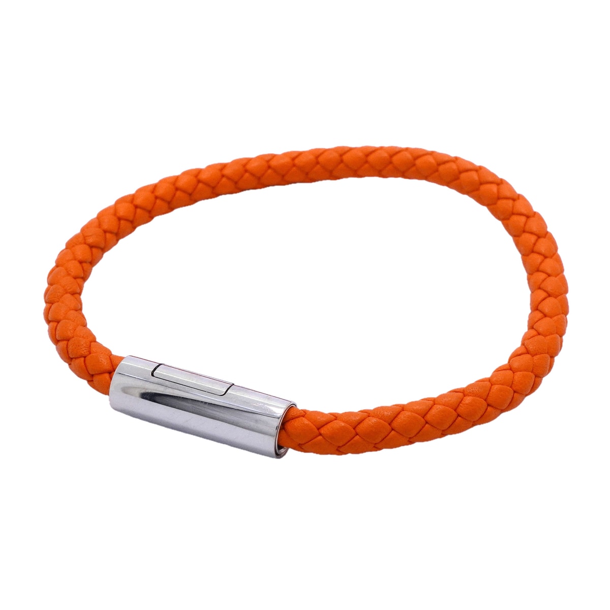 ★最終価格★SALE【6jgb0827-k】エルメス ブレスレット ゴリアテ メタル レザー シルバー オレンジ【中古】レディース