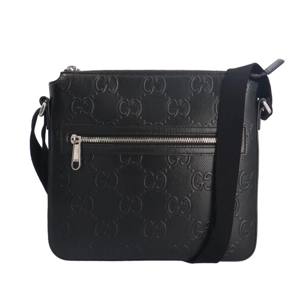 グッチ GGエンボス ショルダーバッグ レザー 406410  メンズ GUCCI  中古