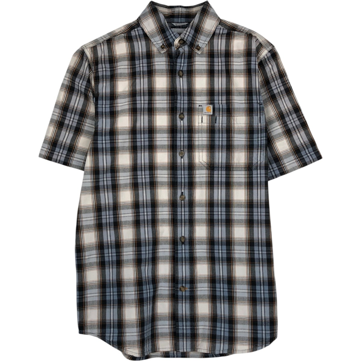 古着 カーハート Carhartt RELAXED FIT チェック柄 ボタンダウン 半袖 ワークシャツ メンズS相当/eaa495254