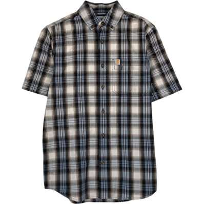 古着 カーハート Carhartt RELAXED FIT チェック柄 ボタンダウン 半袖 ワークシャツ メンズS相当/eaa495254