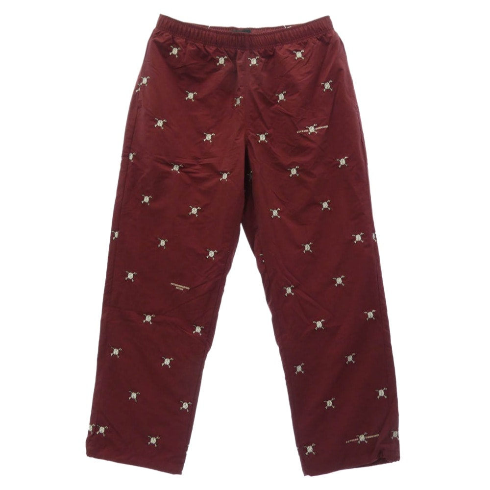 Supreme シュプリーム UNDERCOVER アンダーカバー 23SS × UNDERCOVER アンダーカバー Track pants 刺繍 総柄 トラックパンツ レッド バーガンディ系 L【美品】【中古】