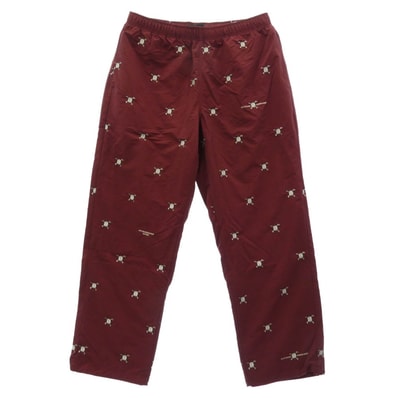Supreme シュプリーム UNDERCOVER アンダーカバー 23SS × UNDERCOVER アンダーカバー Track pants 刺繍 総柄 トラックパンツ レッド バーガンディ系 L【美品】【中古】