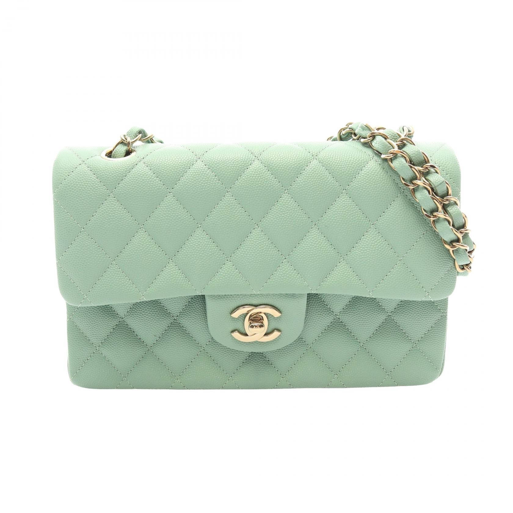 シャネル CHANEL マトラッセ Wフラップ ショルダーバッグ バッグ キャビアスキン(グレインドカーフ) レディース グリーン系 A01113 【中古】