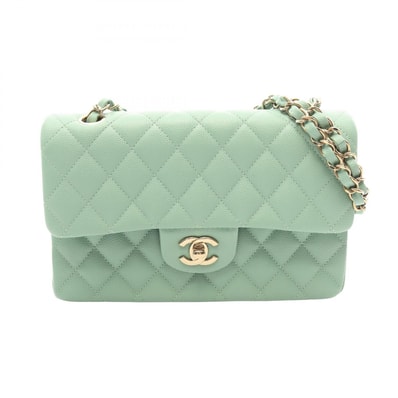 シャネル CHANEL マトラッセ Wフラップ ショルダーバッグ バッグ キャビアスキン(グレインドカーフ) レディース グリーン系 A01113 【中古】
