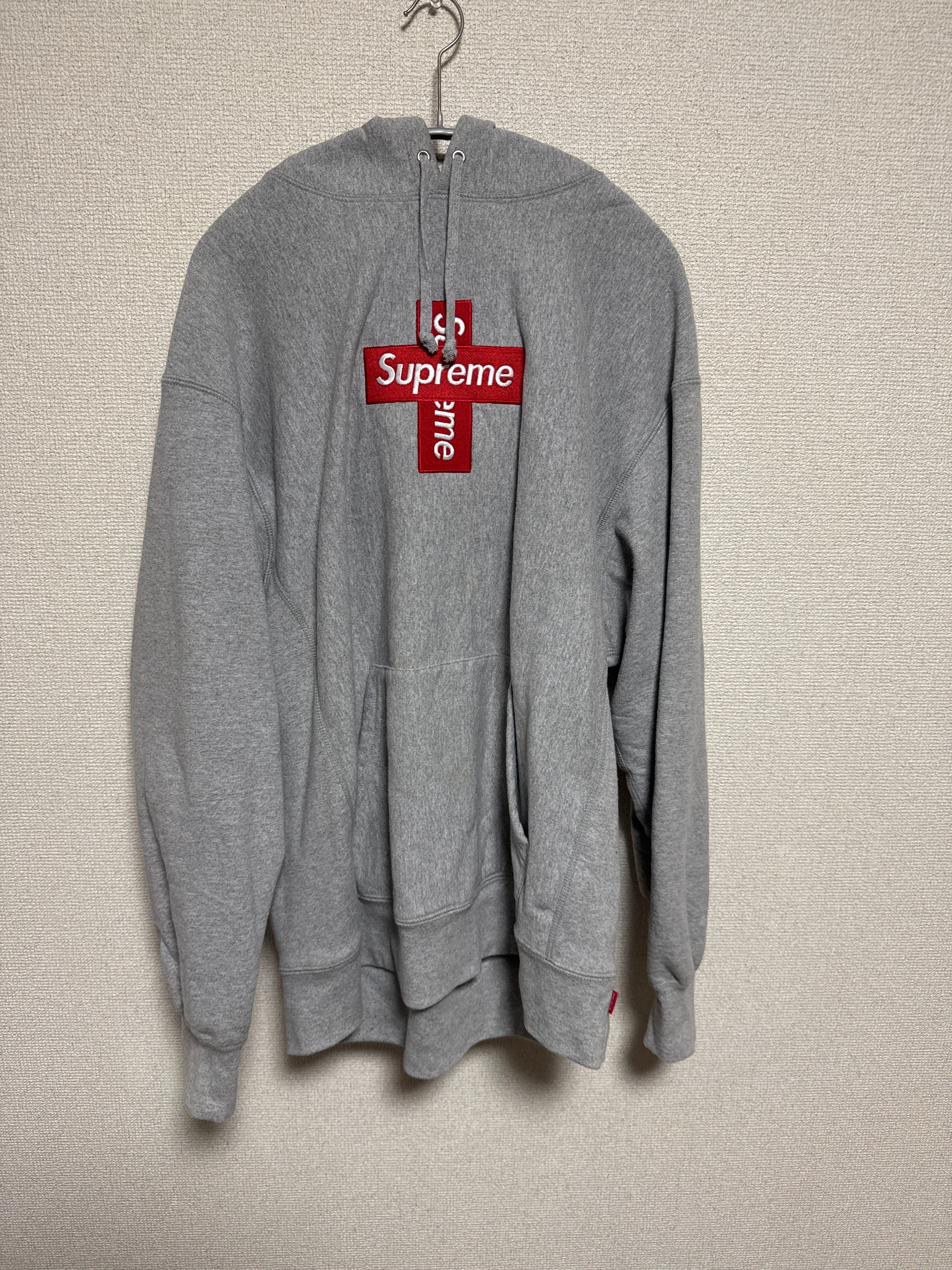 Supreme Cross Box Logo Hooded Sweatshirt "Grey"