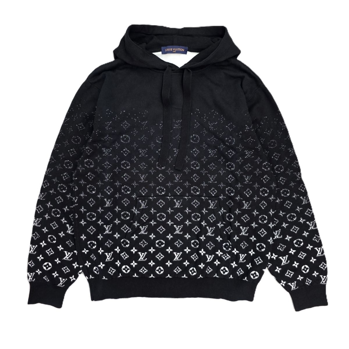 【値引き】LOUIS VUITTON ルイ・ヴィトン モノグラム グラディエント フーディ ニット セーター グラデーション XL パーカー 1AA4Y8 XL コットン ブラック  メンズ【中古】