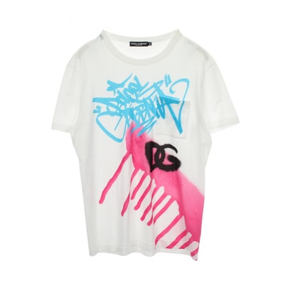 ドルチェアンドガッバーナ DOLCE & GABBANA グラフィティプリント ポケット付き 半袖Tシャツ 衣料品 トップス コットン メンズ ホワイト系 / ブルー系 / ピンク系 G8PA5T 【中古】