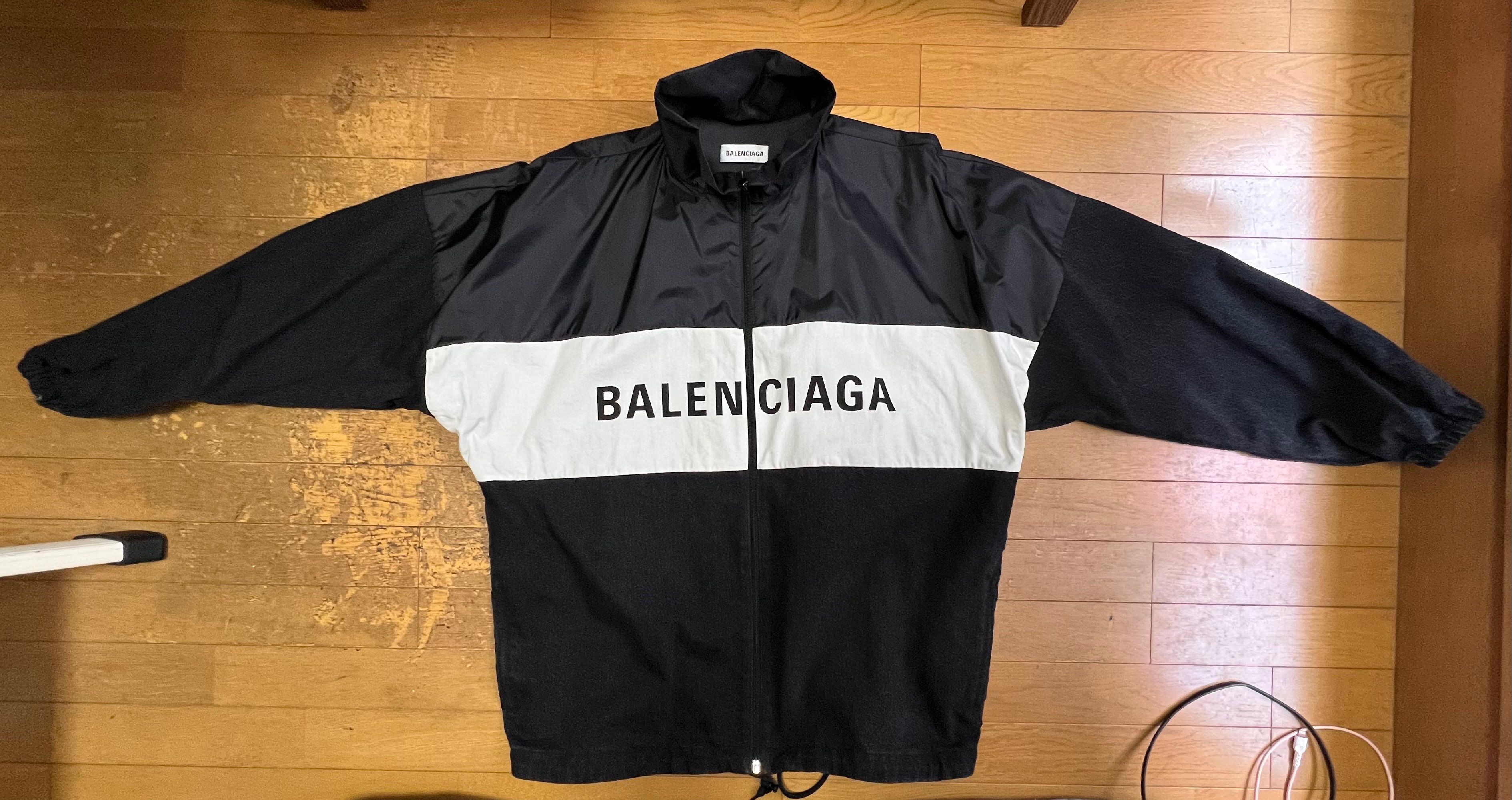 BALENCIAGA Logo Nylon Denim Track Jacket "Black"