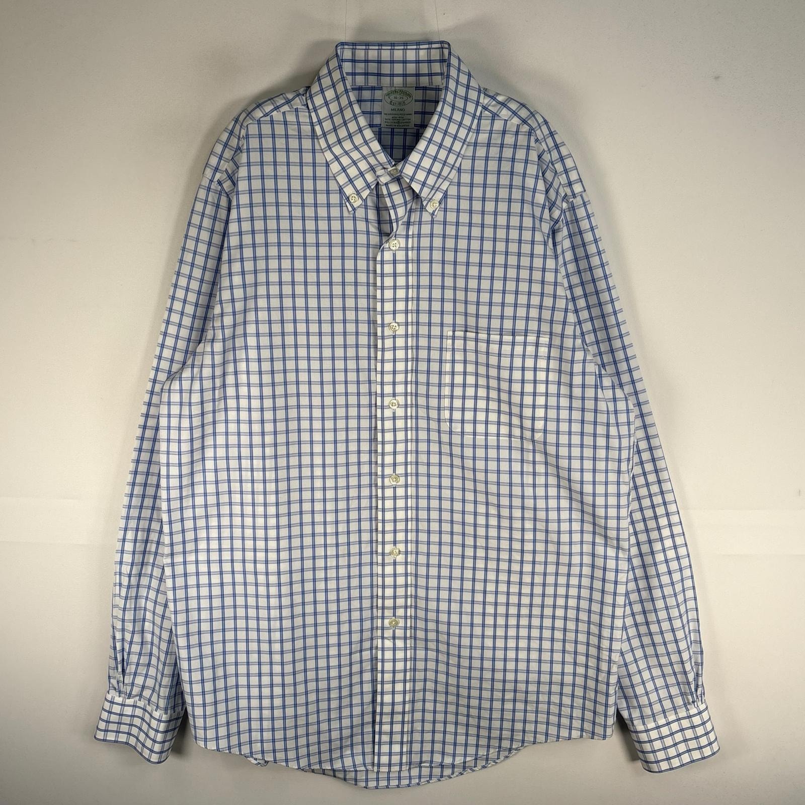 古着 ブルックスブラザーズ Brooks Brothers 長袖シャツ ボタンダウン MILANO L  ブルー系 チェック メンズ