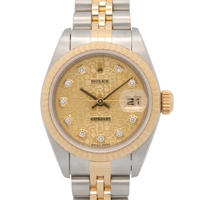 ロレックス ROLEX デイトジャスト 10Pダイヤ T番 腕時計 時計 K18(イエローゴールド) ステンレススチール ダイヤモンド レディース ゴールド系 シャンパン/コンピューター/新ダイヤ 69173G 【中古】