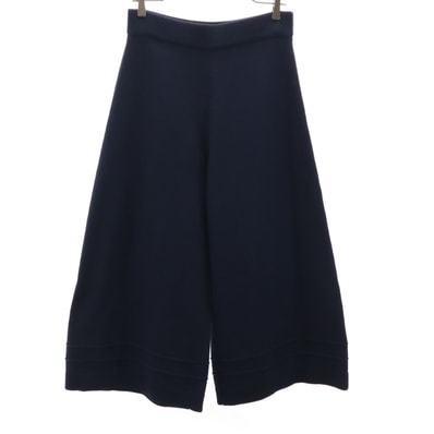FOXEY NEW YORK フォクシーニューヨーク 日本製 ニット ワイドパンツ 42 ネイビー
