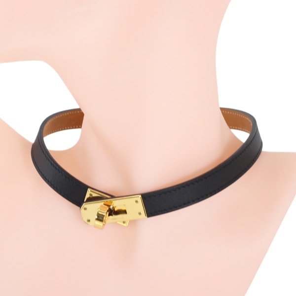エルメス ミニ ケリー チョーカー 首元 アクセント ファッション HERMES レディース スイフトレザー 黒 ブラック ゴールド金具 ブレスレット 定番 人気 プレゼント ギフト ファッション オシャレ