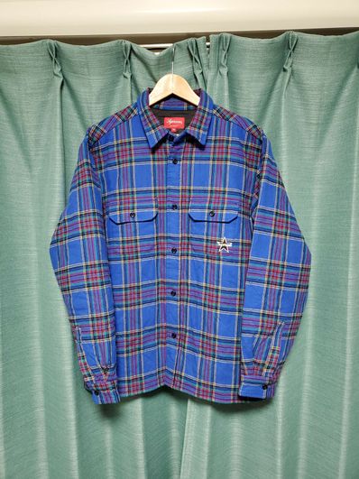 Supreme Quilted Plaid Flannel Shirt "Dusty Royal"