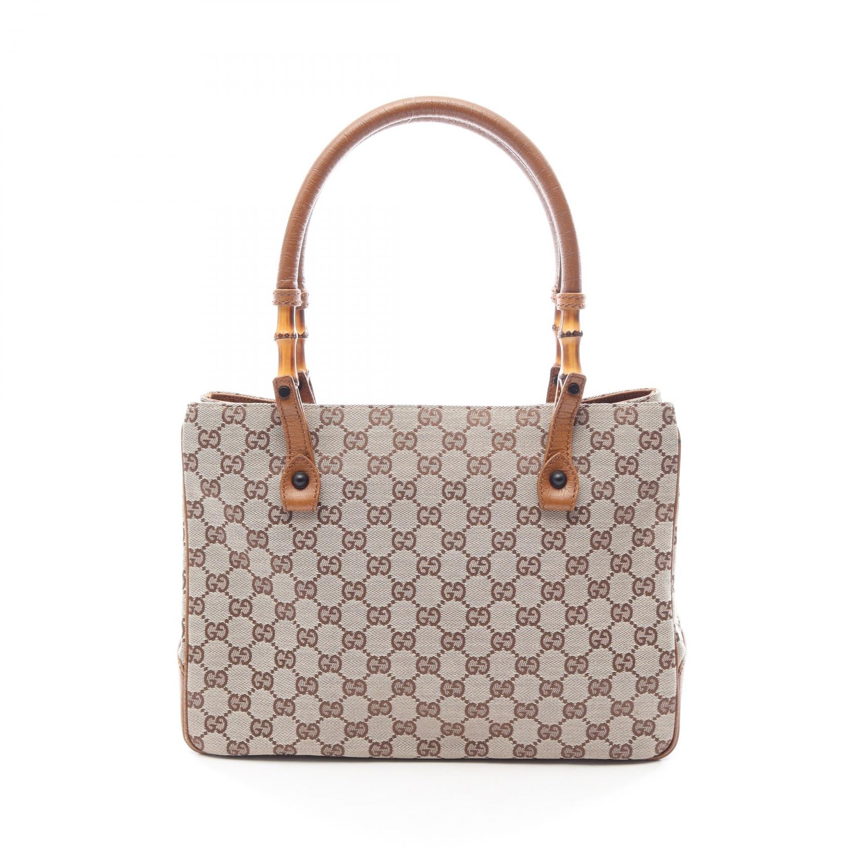グッチ GUCCI バンブー GGキャンバス トートバッグ バッグ キャンバス レザー レディース ベージュ系 / ブラウン系 112526 【中古】