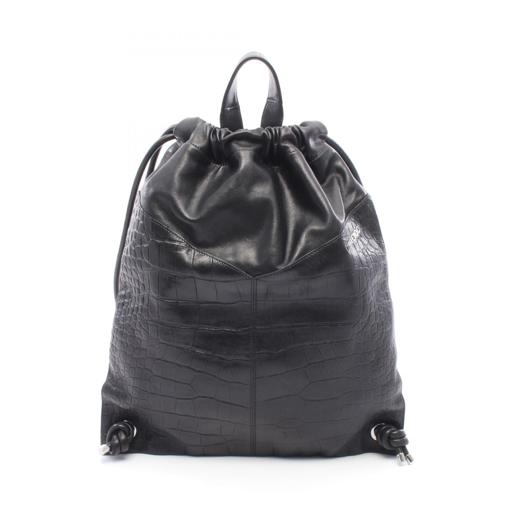 ジミーチュウ JIMMY CHOO MARLON マーロン リュックサック バックパック バッグ レザー レディース ブラック系 【中古】